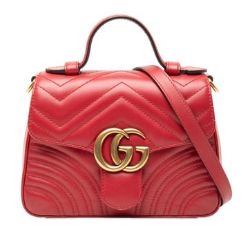 Leather GG Marmont Top Handle Bag Mini