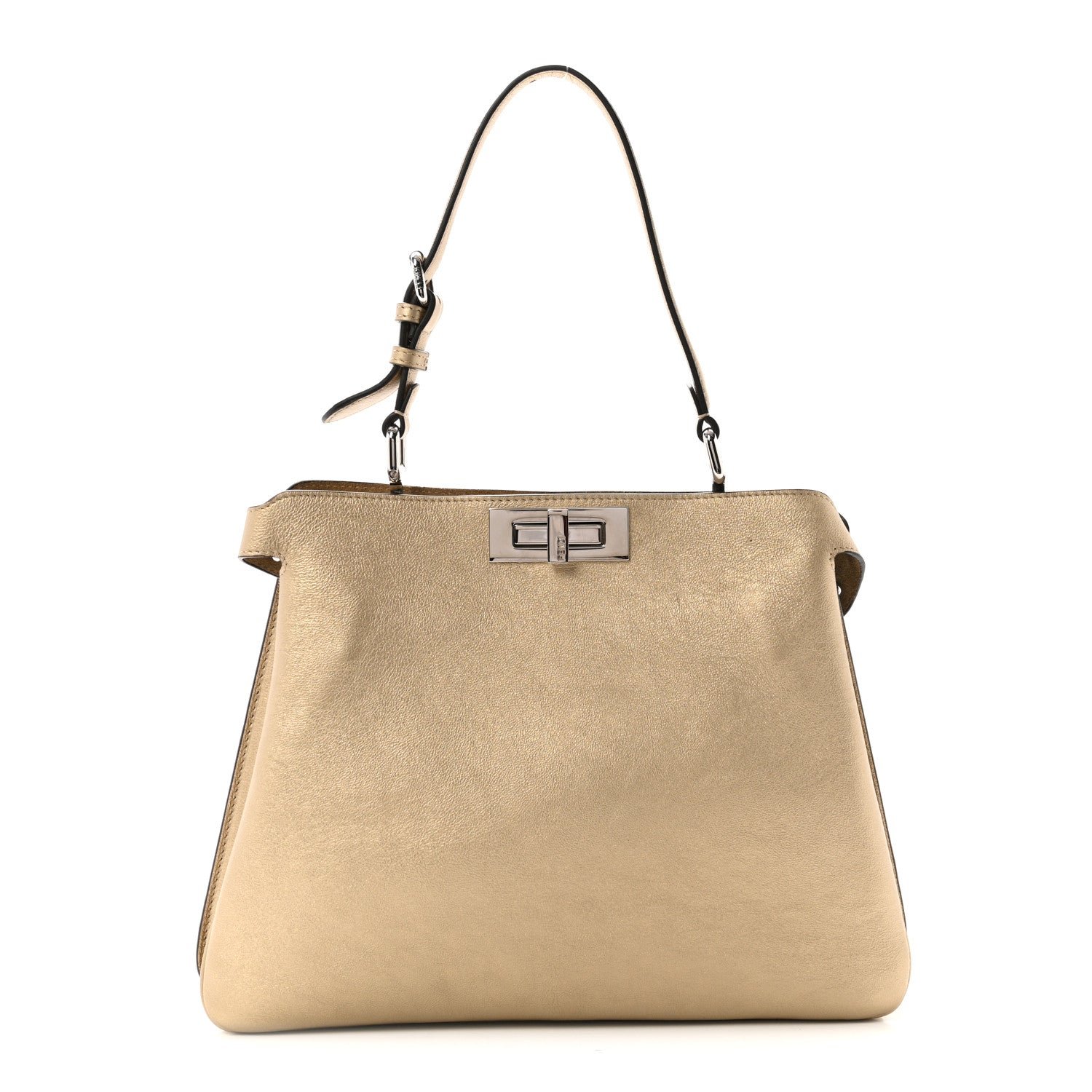 Fendi Metallic Vitello Medium Soft Peekaboo  Gold