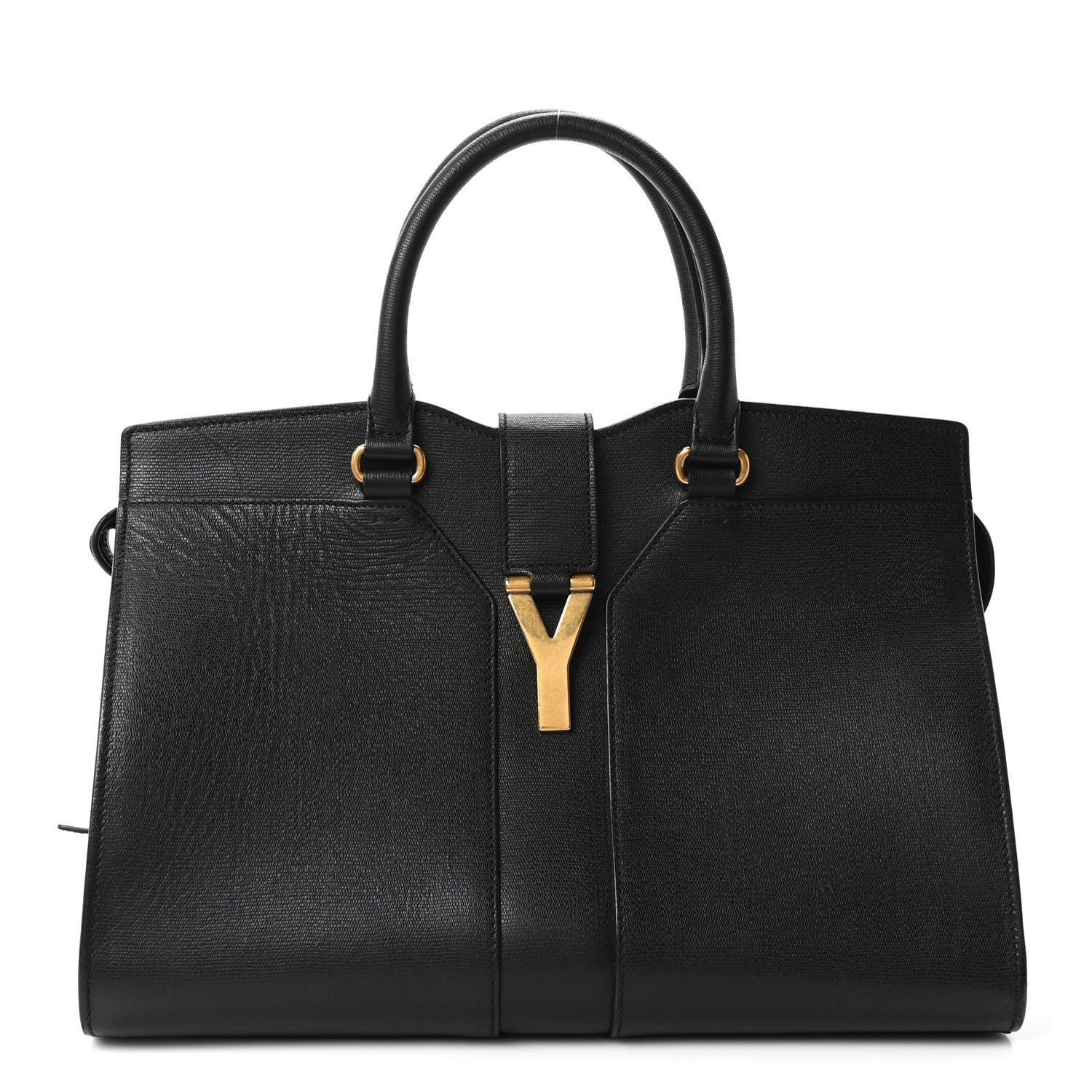 Saint Laurent Textured Calfskin Medium Cabas ChYc Black