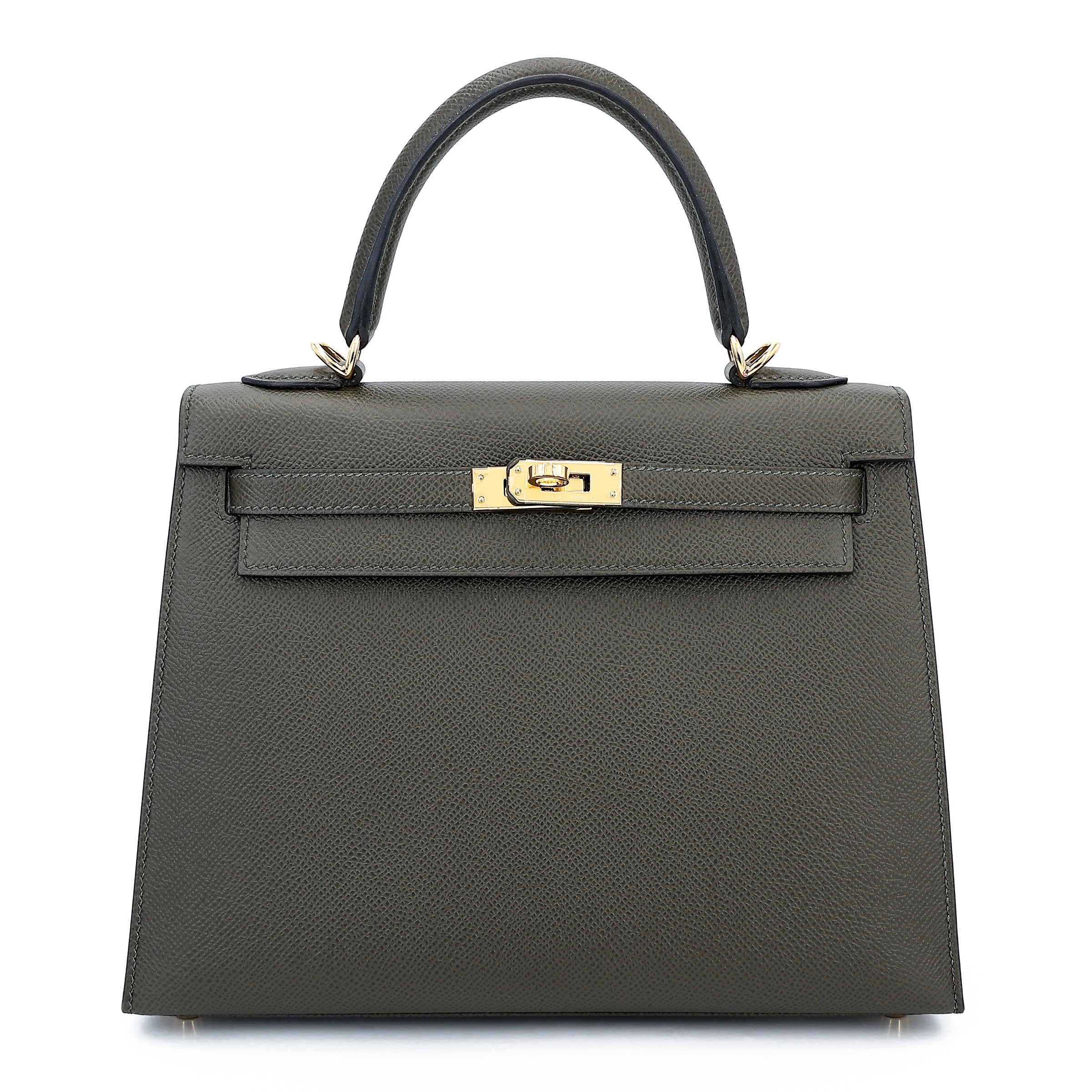 Hermes Unused ( Rank NS ) HERMÈS Kelly 25 Sellier Vert de Gris (C6) Epsom Gold hardware Y (2020)
