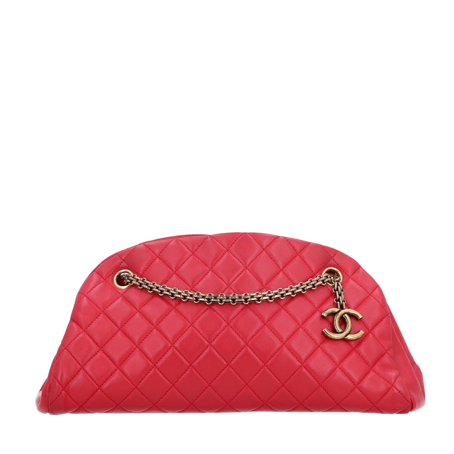Chanel Calfskin Quilted Medium Just Mademoiselle Bowling Bag Red