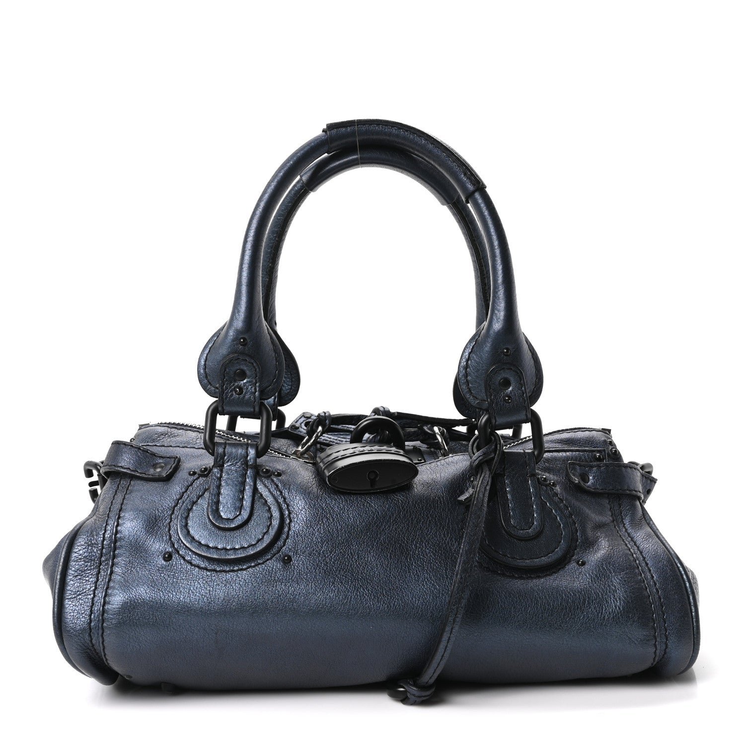 Chloe Metallic Calfskin Medium Paddington Satchel Blue