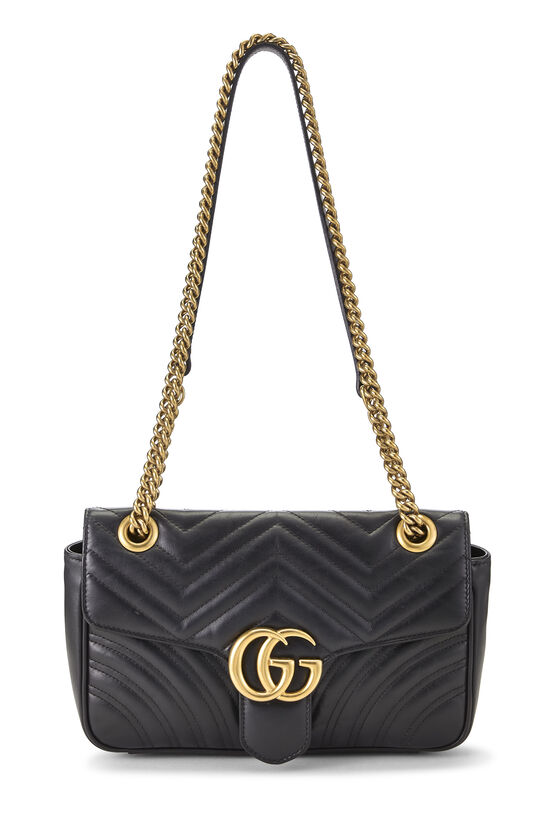 Gucci Black Leather GG Marmont Matelassé Shoulder Bag Small