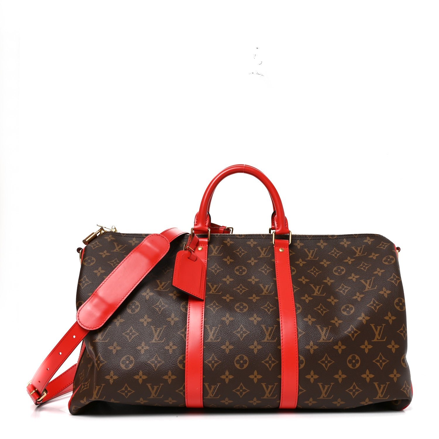 Louis Vuitton Louis Vuitton Calfskin Monogram Keepall Bandouliere 50 Coquelicot