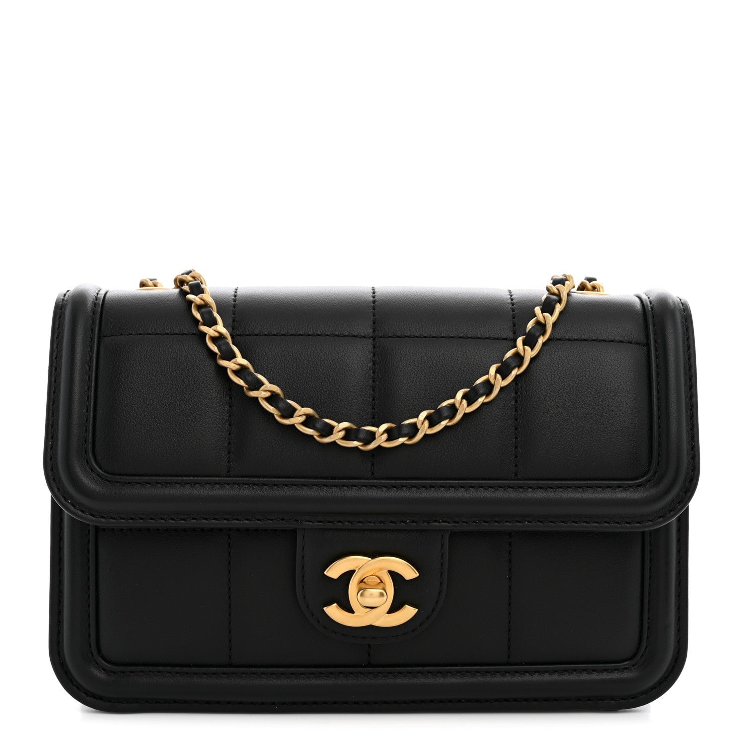 Chanel Lambskin Calfskin Mini Chocolate Bar Flap Bag Black