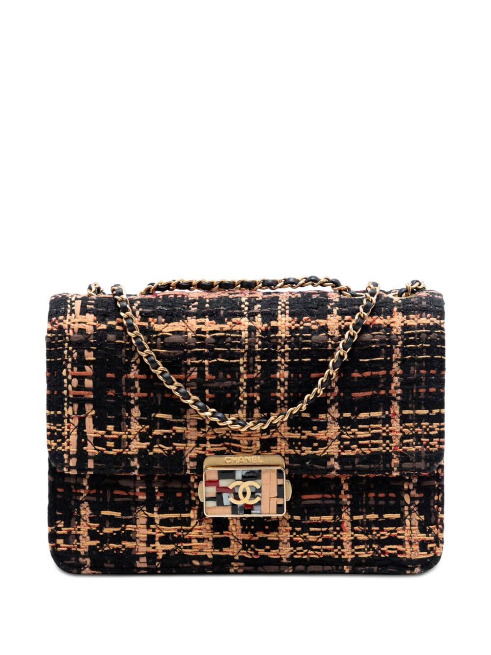 2018 Medium Quilted Tweed Beauty Lock Flap crossbody bag
