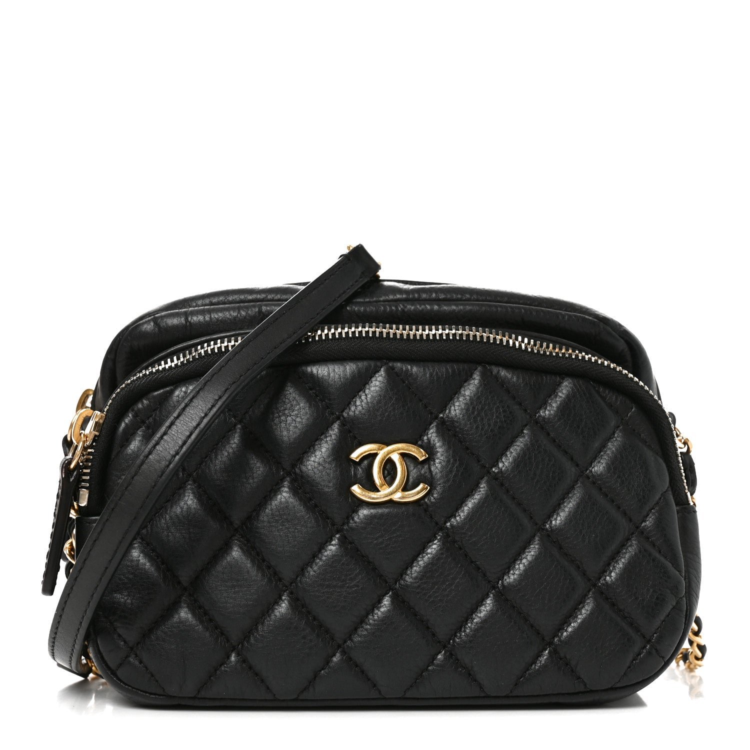 Chanel Calfskin Quilted Day Trips Camera Case Black