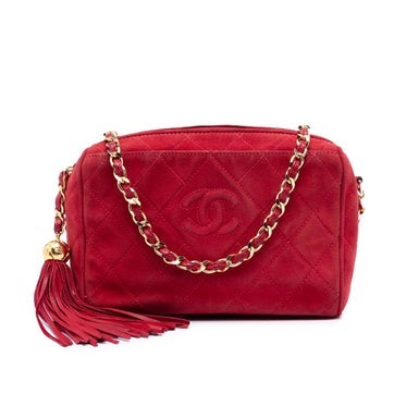 Suede CC Quilted Suede Tassel Diamond Camera Bag