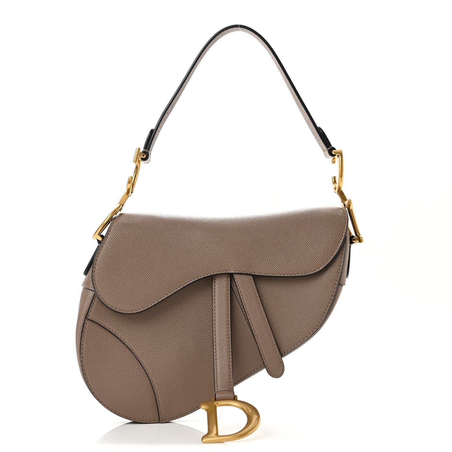 Christian Dior Grained Calfskin Saddle Bag Warm Taupe