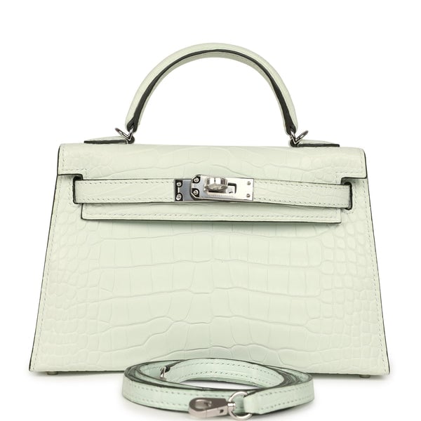 Hermes Hermes Kelly Sellier 20 Vert Peppermint Matte Alligator Palladium Hardware