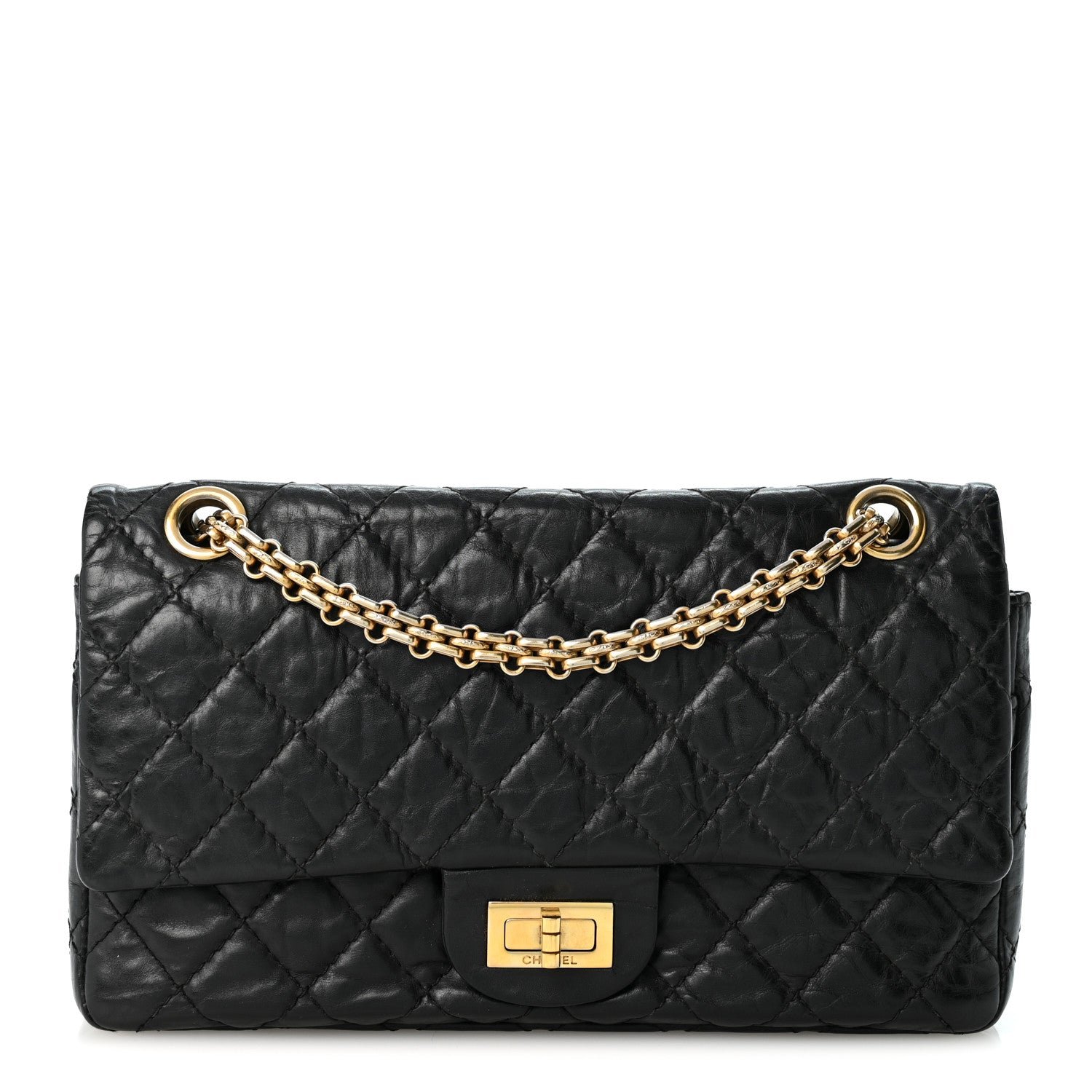 Chanel Aged Calfskin Quilted 2.55 Reissue 225 Flap Black