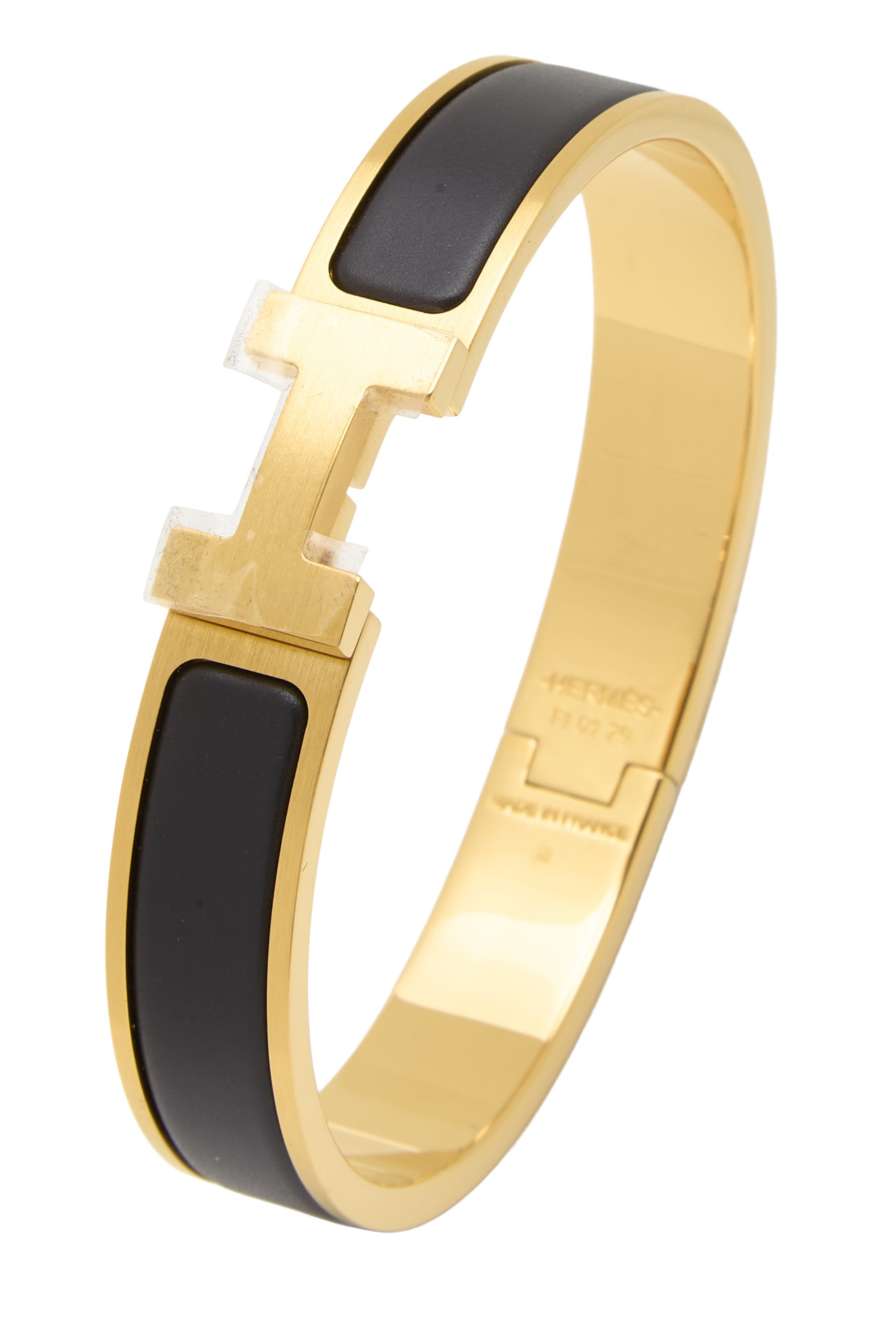 Black Enamel Clic-Clac 'H' Bracelet Narrow PM