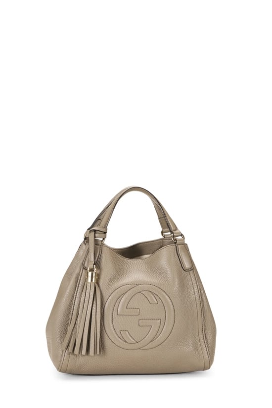 Grey Leather Soho Convertible Shoulder Bag Small