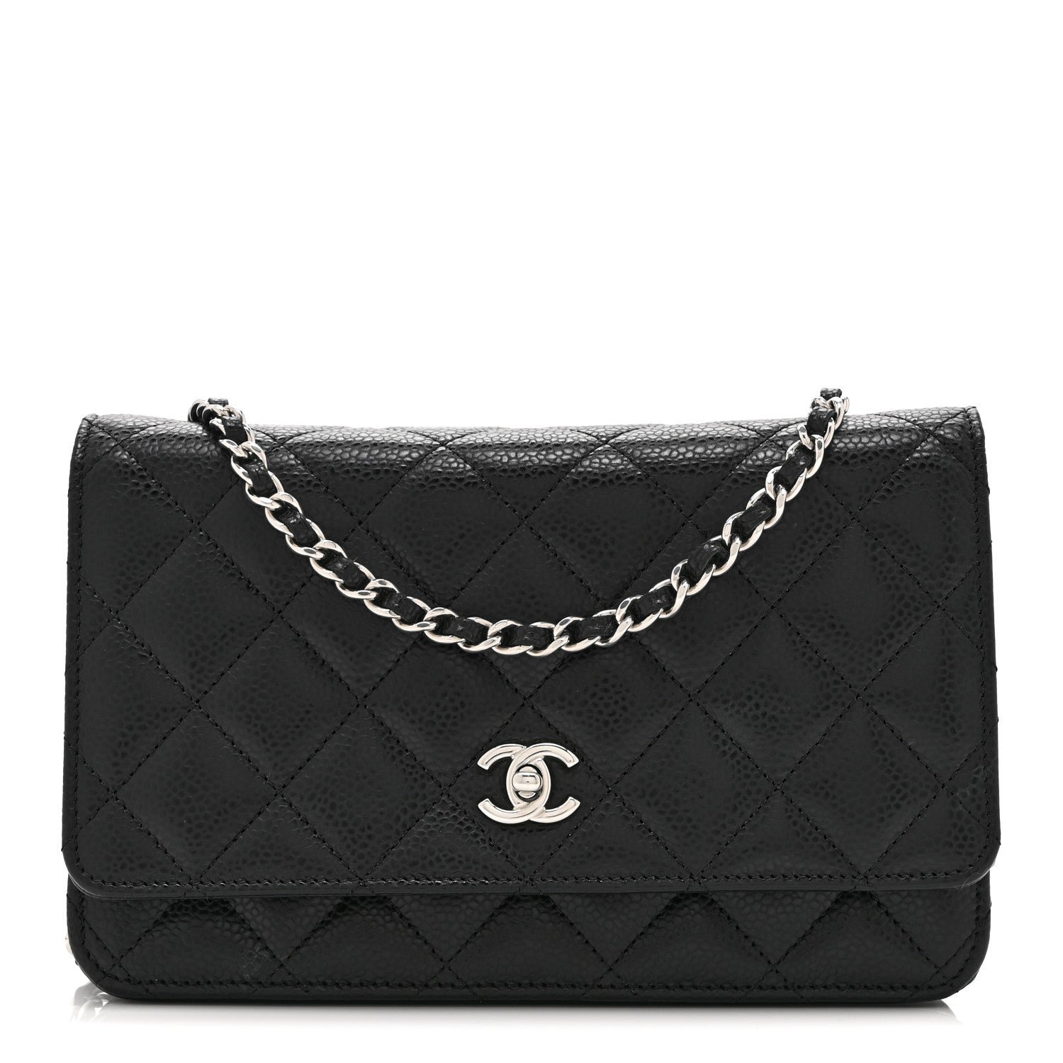 Chanel Caviar Quilted CC Turnlock Wallet On Chain WOC Black