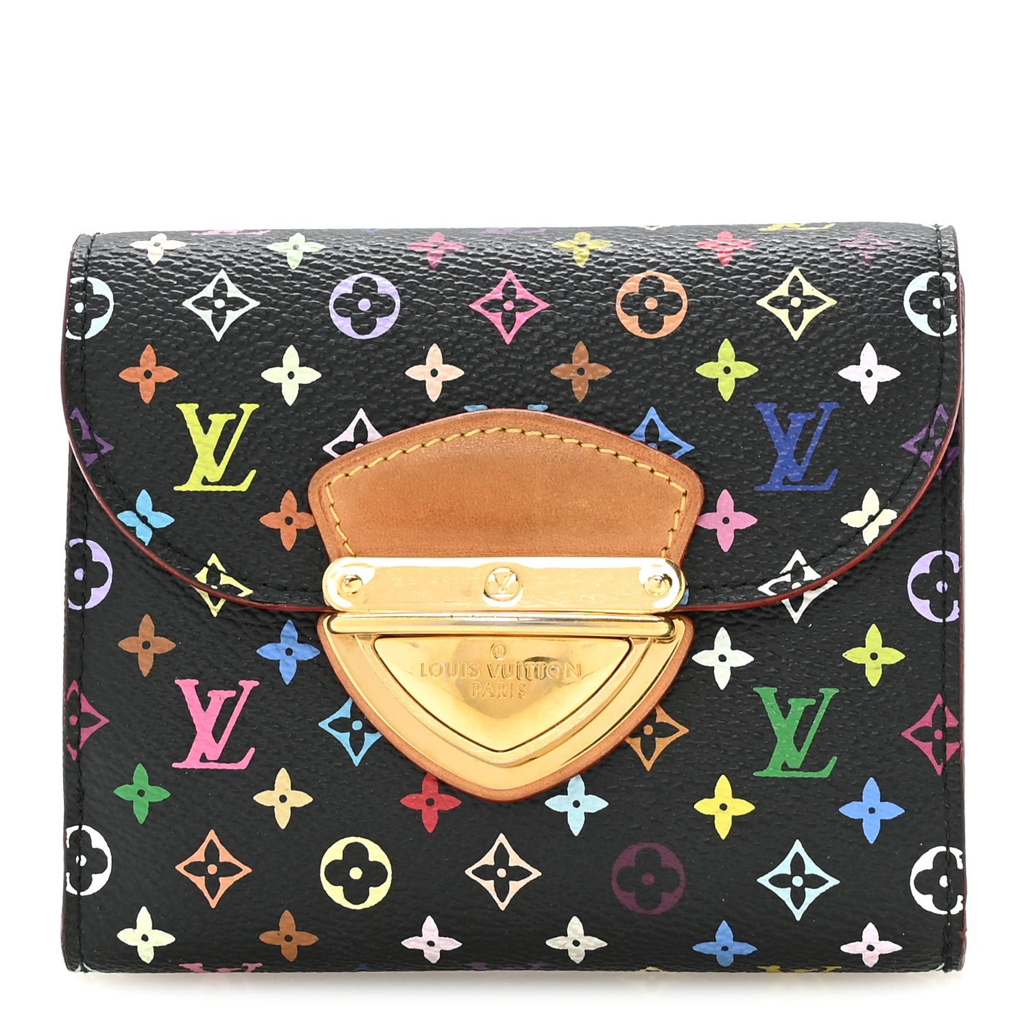 Louis Vuitton Monogram Multicolor Joey Wallet Black Violet