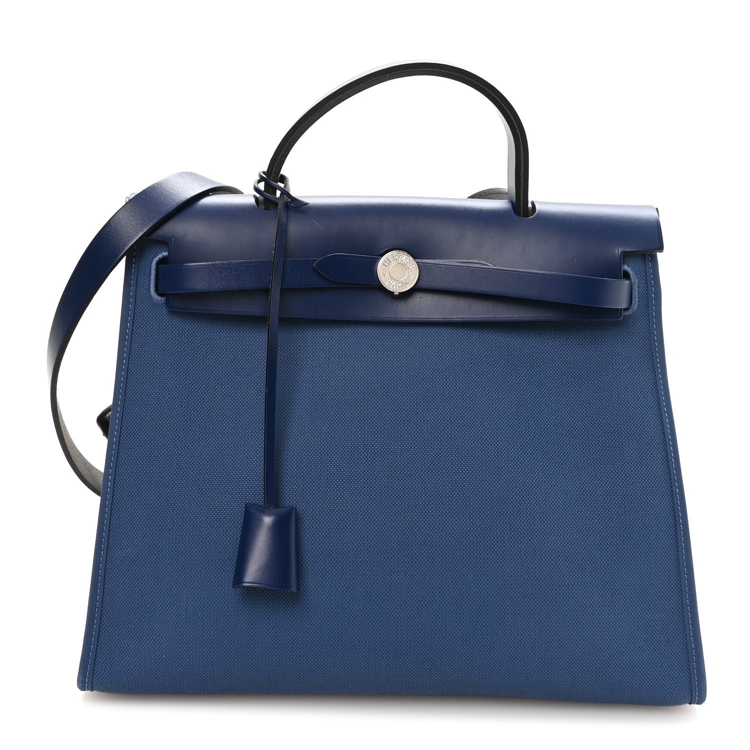 Hermes Military Toile Vache Hunter Herbag Zip 31 PM Bleu Brighton Bleu Saphir