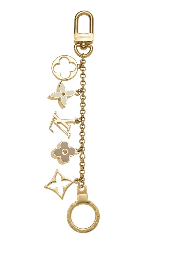 Gold & Beige Fleur De Monogram Bag Charm