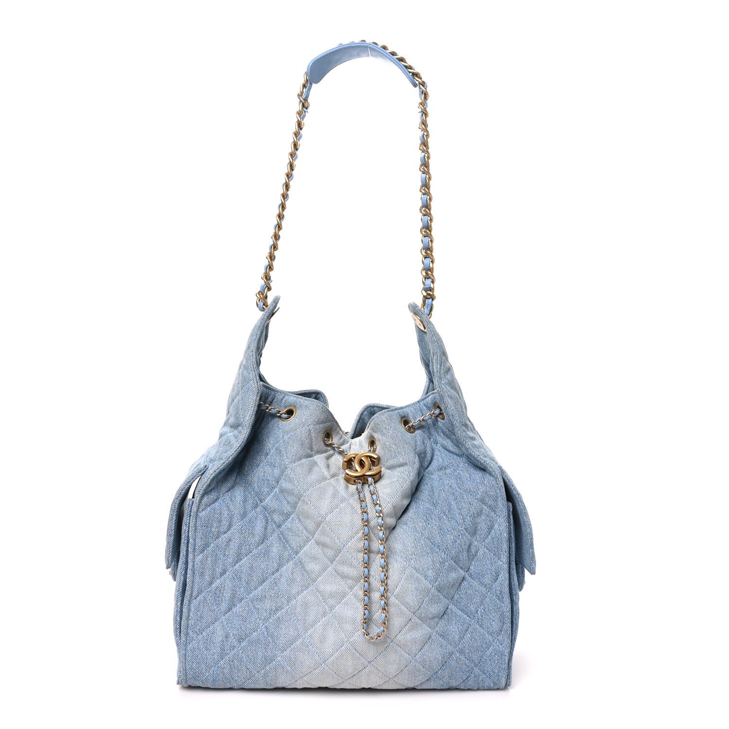 Chanel Washed Denim Quilted Medium Chanel 25 Handbag Blue