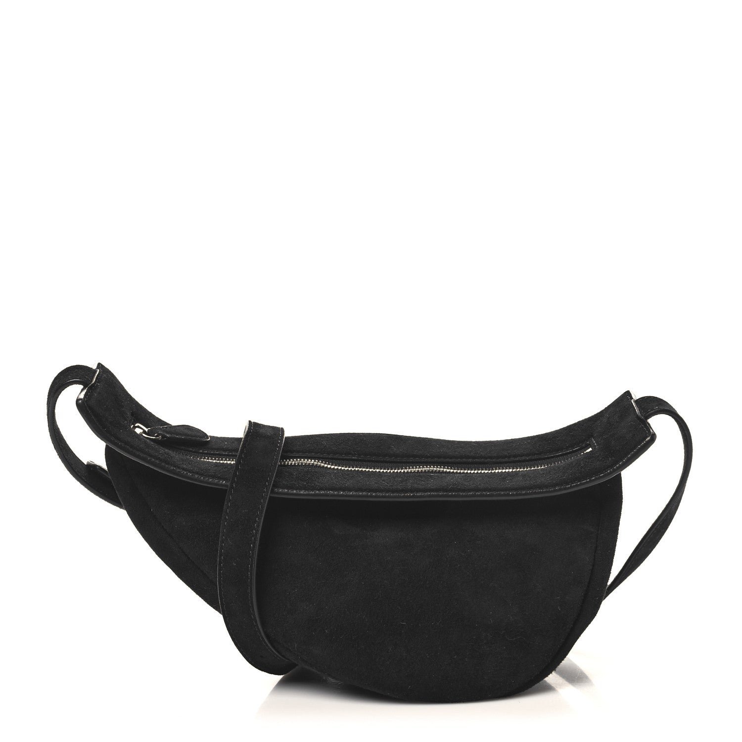 The Row Suede Small Slouchy Banana Bag Black