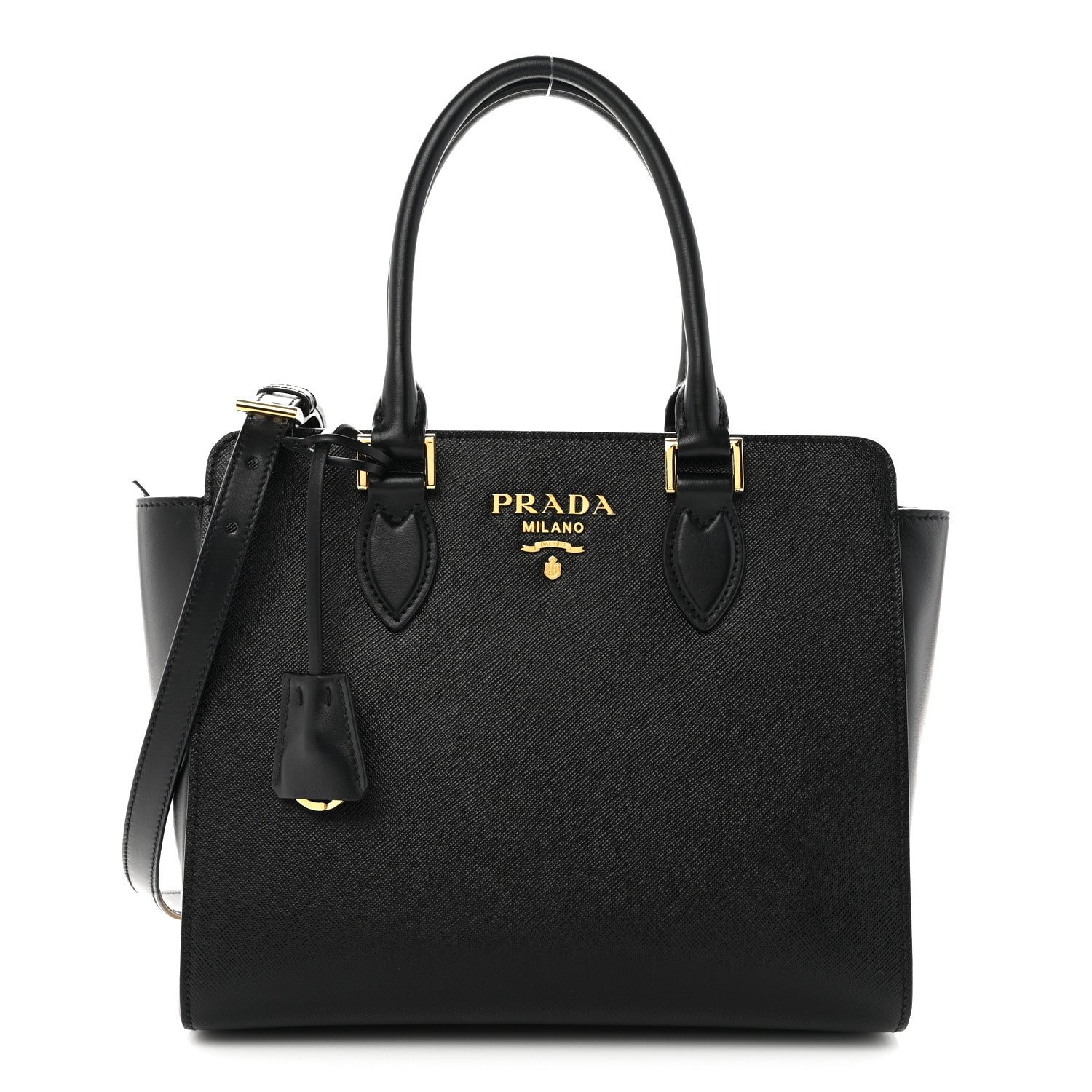 Prada Saffiano Soft Calfskin Small Zippered Tote Black