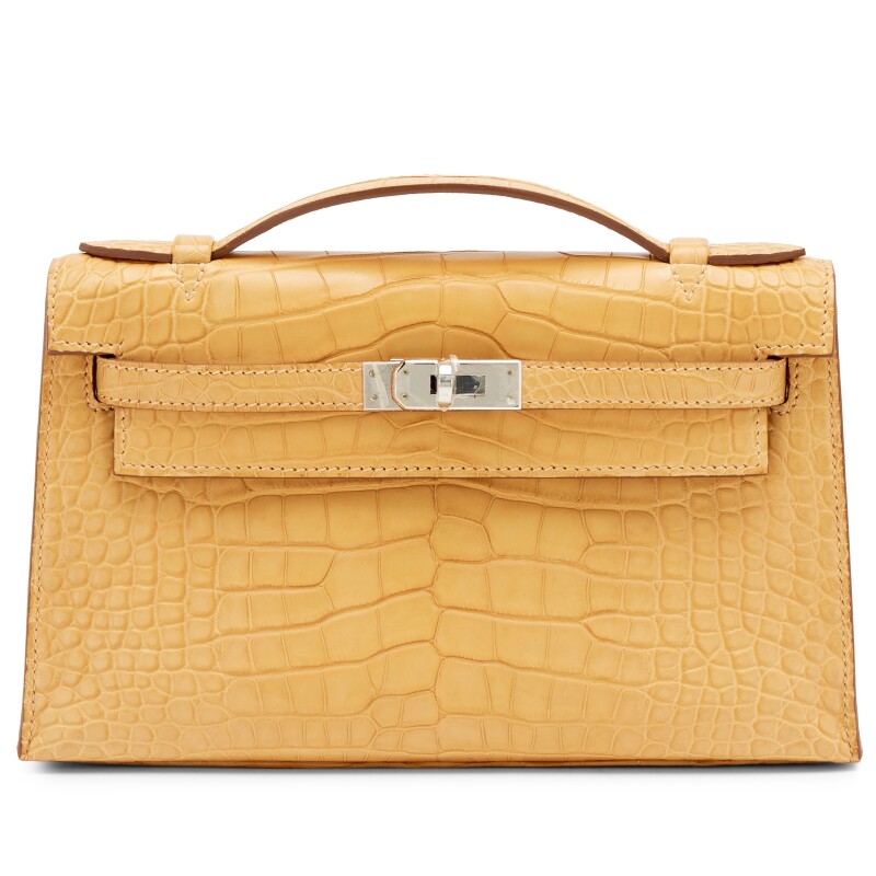 Mais Matte Alligator Kelly Pochette Palladium Hardware, 2015