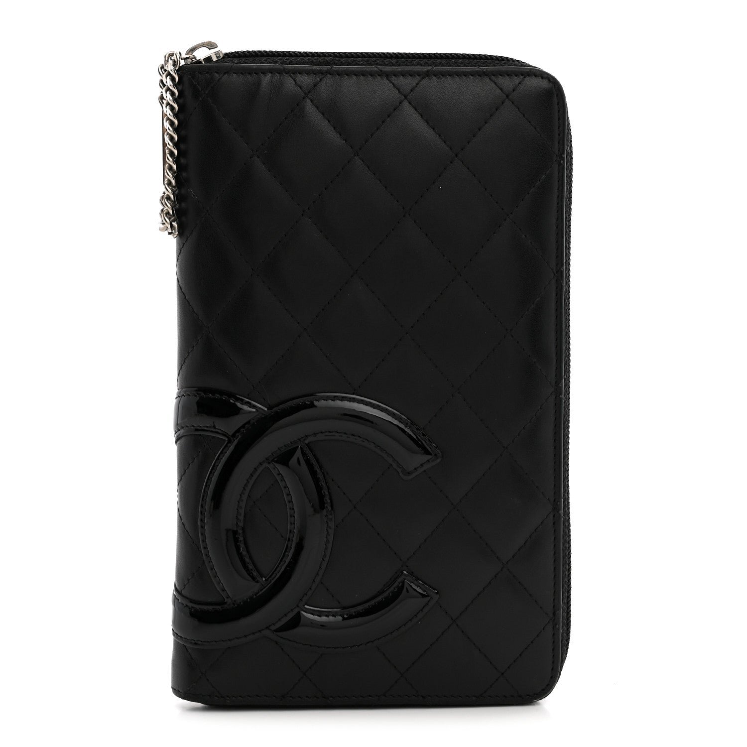 Chanel Calfskin Cambon Zip Around Organizer Wallet Black