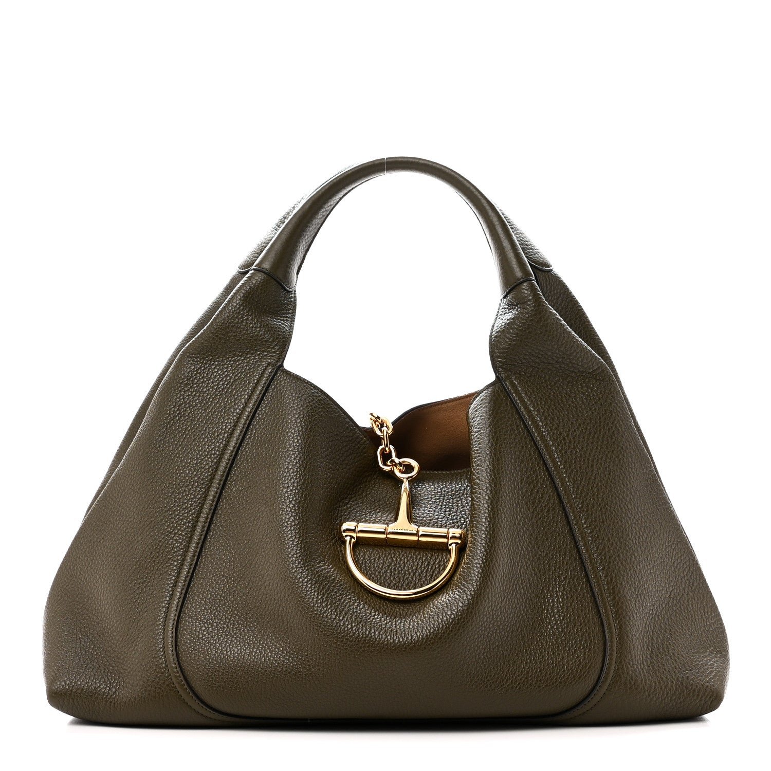 Gucci Grained Calfskin Softbit Maxi Shoulder Bag Forest Green