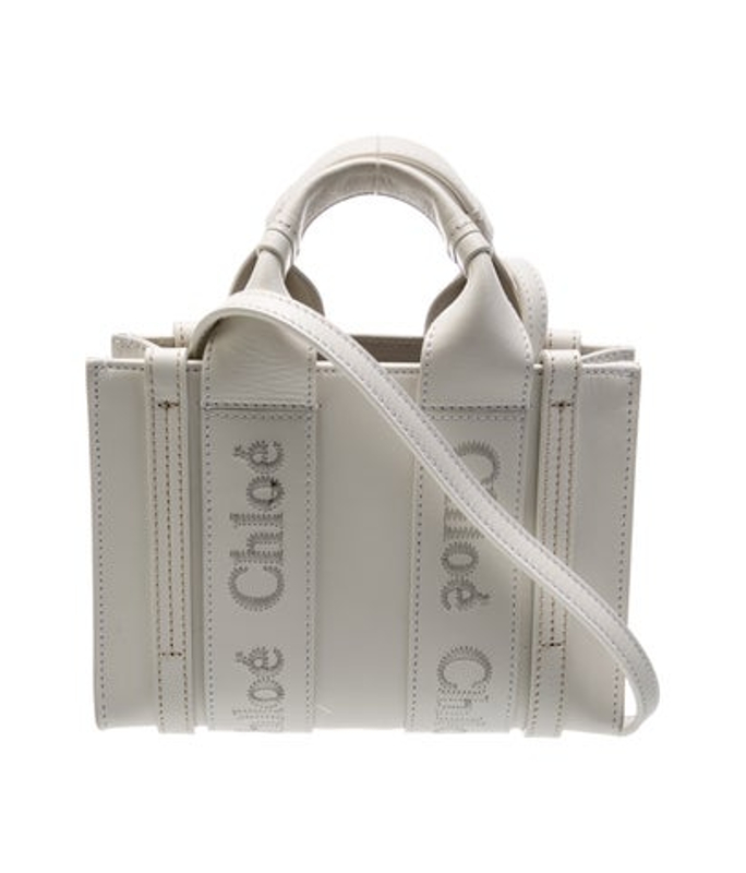 Chloe Leather Woody Logo Leather Tote Small