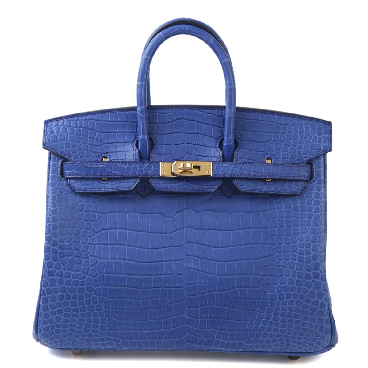 Hermes Unused ( Rank NS ) HERMÈS Birkin 25 Bleu Royal (O8) Matte Porosus Crocodile Gold hardware W (2024)