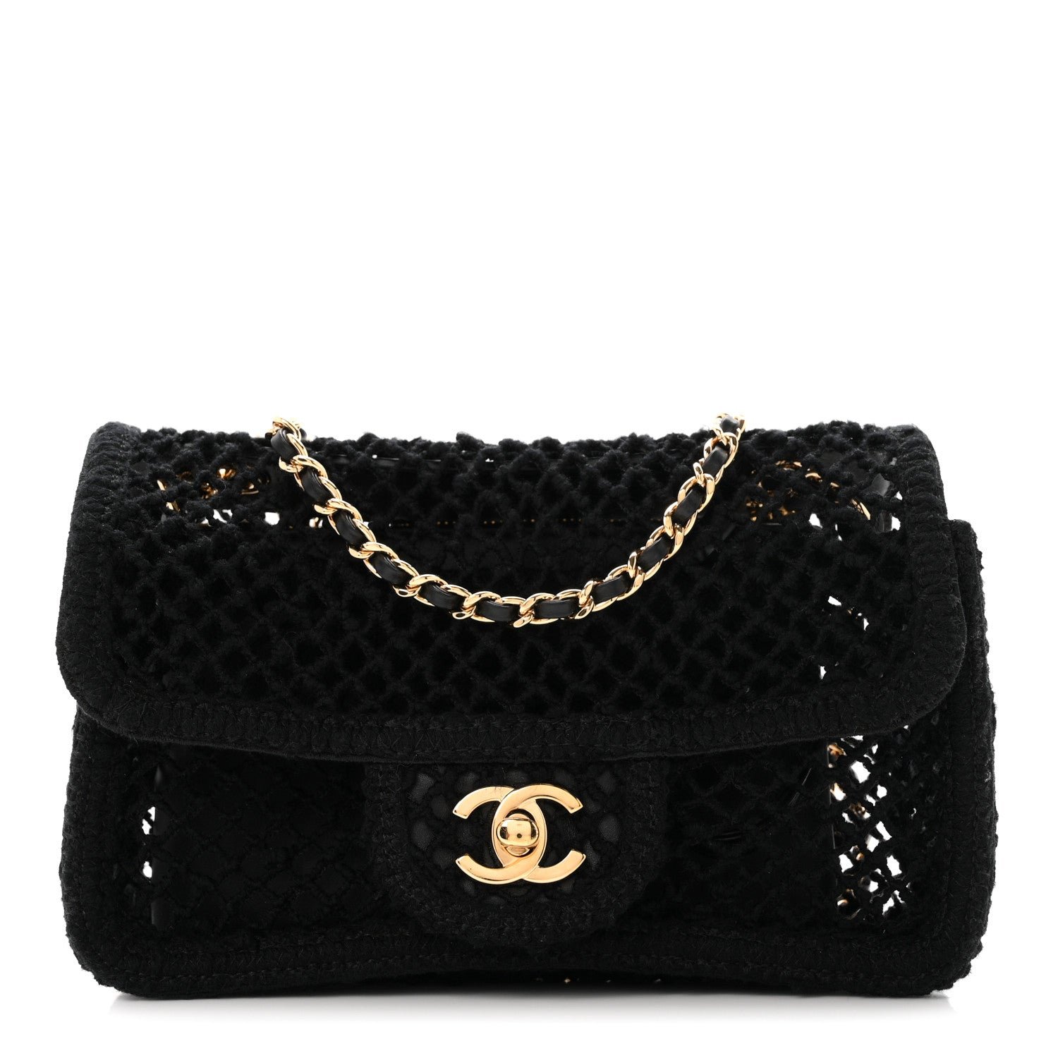 Chanel Mesh Macrame Small Flap Bag Black