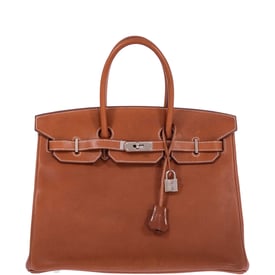 Hermes Hermès Birkin 35 Fauve Barenia Faubourg Palladium Hardware