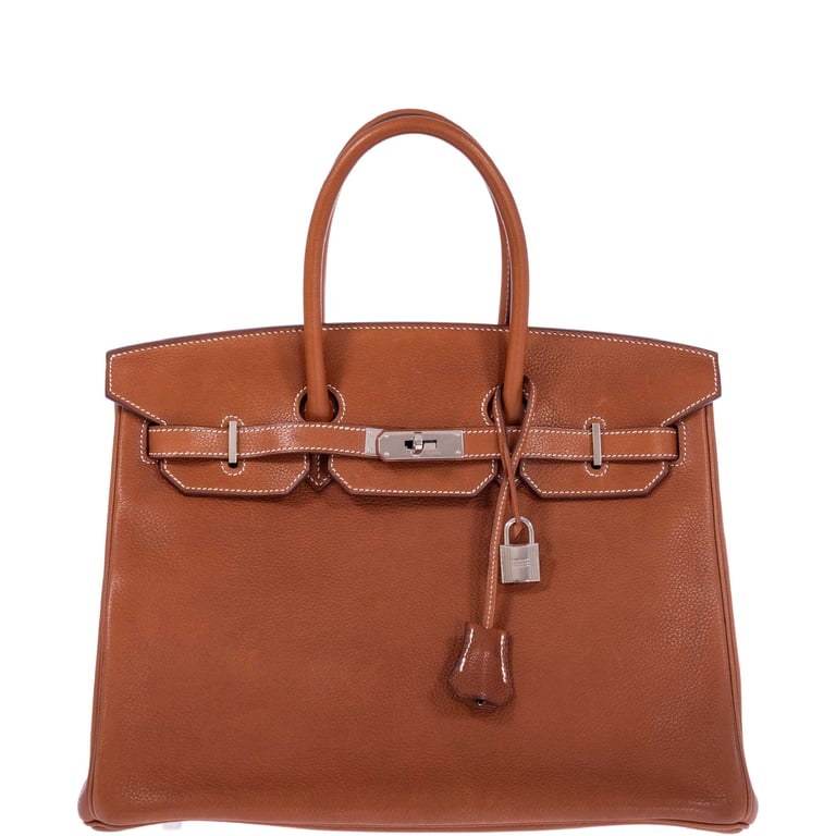 Hermes Hermès Birkin 35 Fauve Barenia Faubourg Palladium Hardware