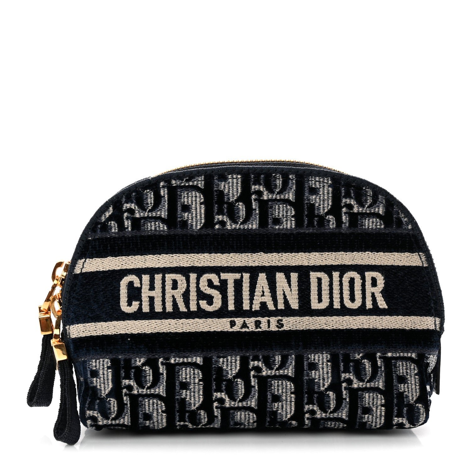 Christian Dior Velvet Oblique Cosmetic Pouch Blue