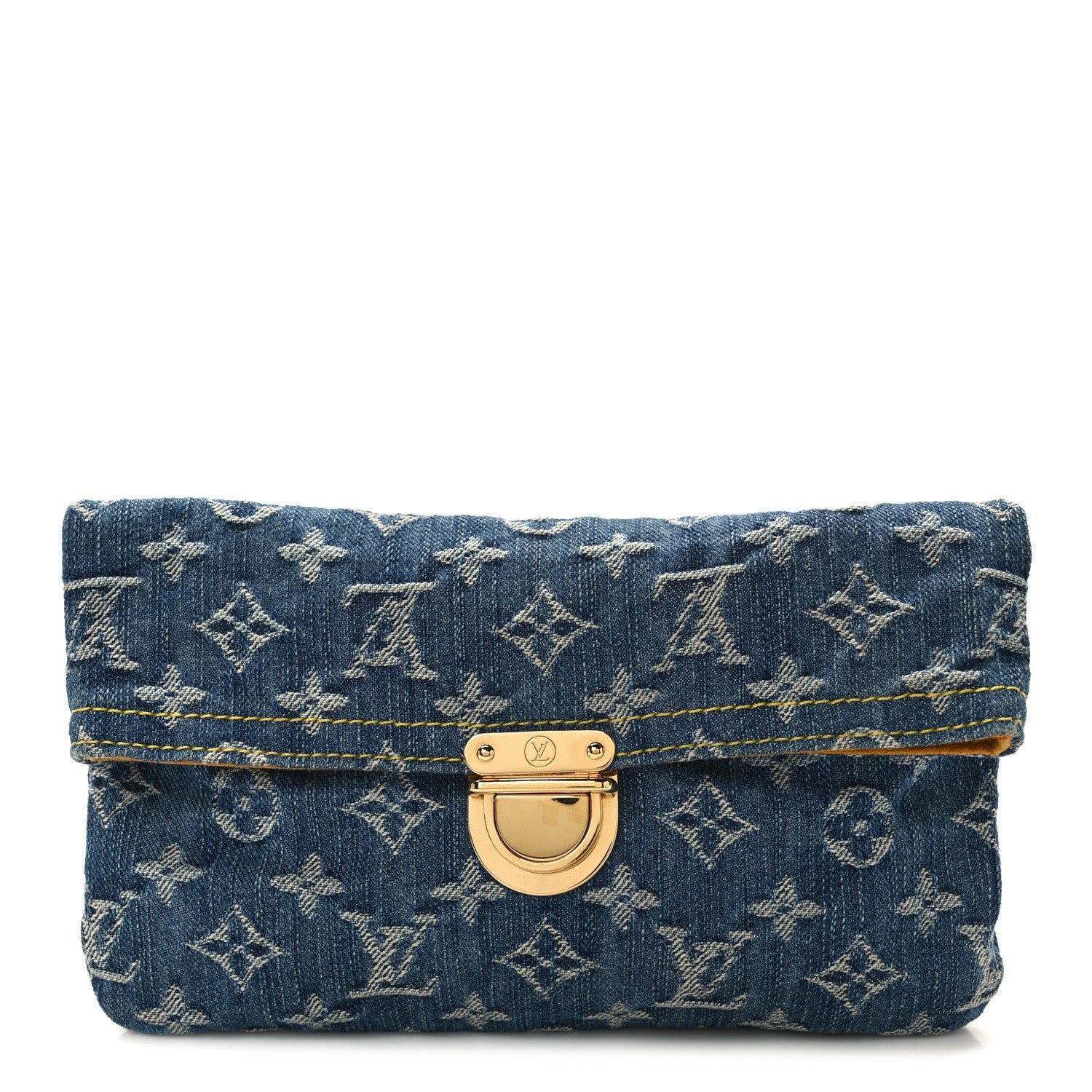 Louis Vuitton Monogram Denim Pochette Plat Clutch Blue