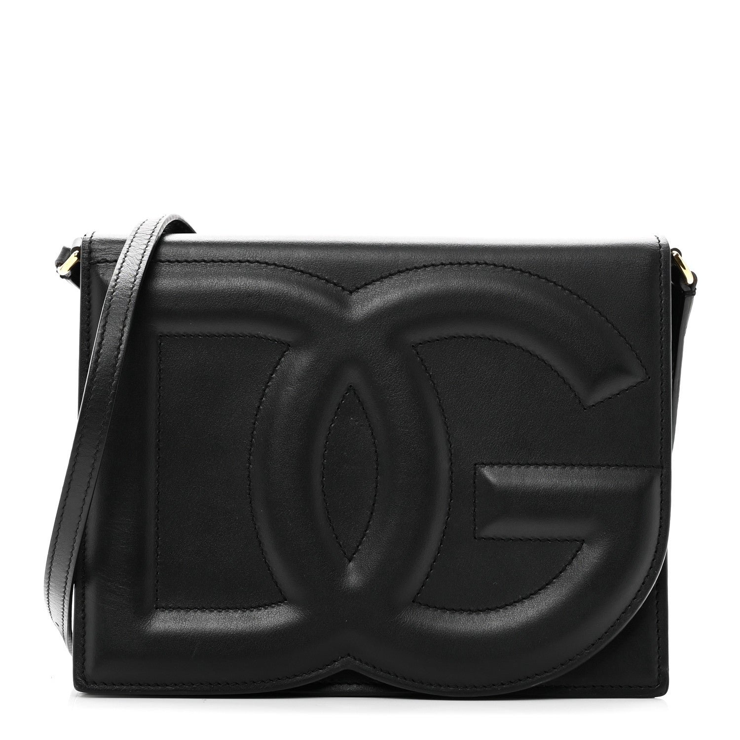 Dolce & Gabbana Dolce & Gabbana Calfskin DG Logo Flap Crossbody Bag Black