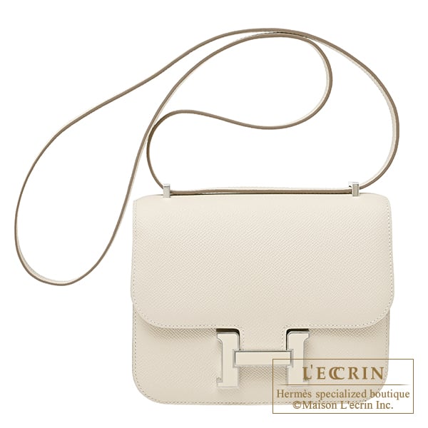 Hermes Hermes Constance mini Mirror Craie Epsom leather Silver hardware/Lacquered metal