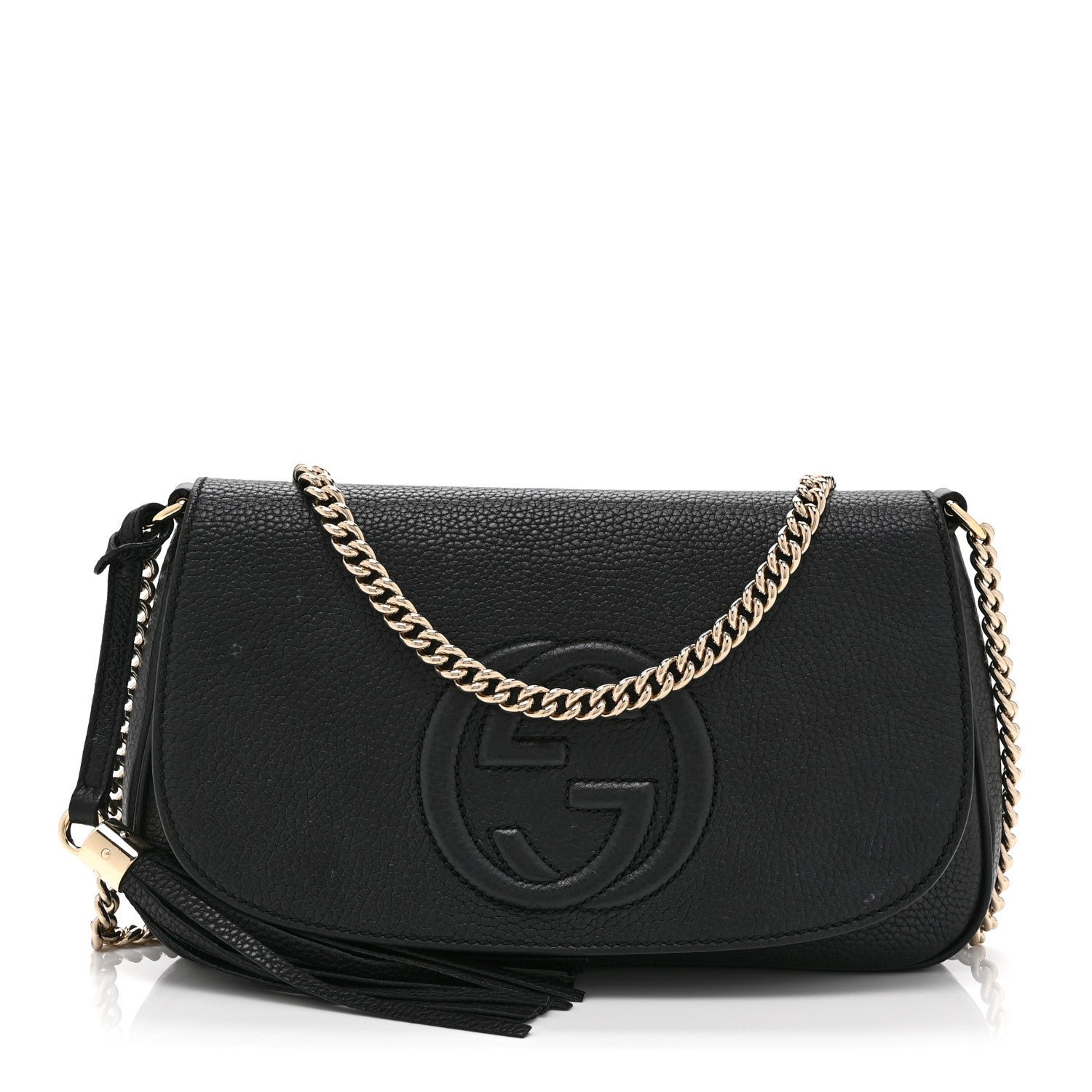 Gucci Pebbled Calfskin Medium Soho Flap Crossbody Black