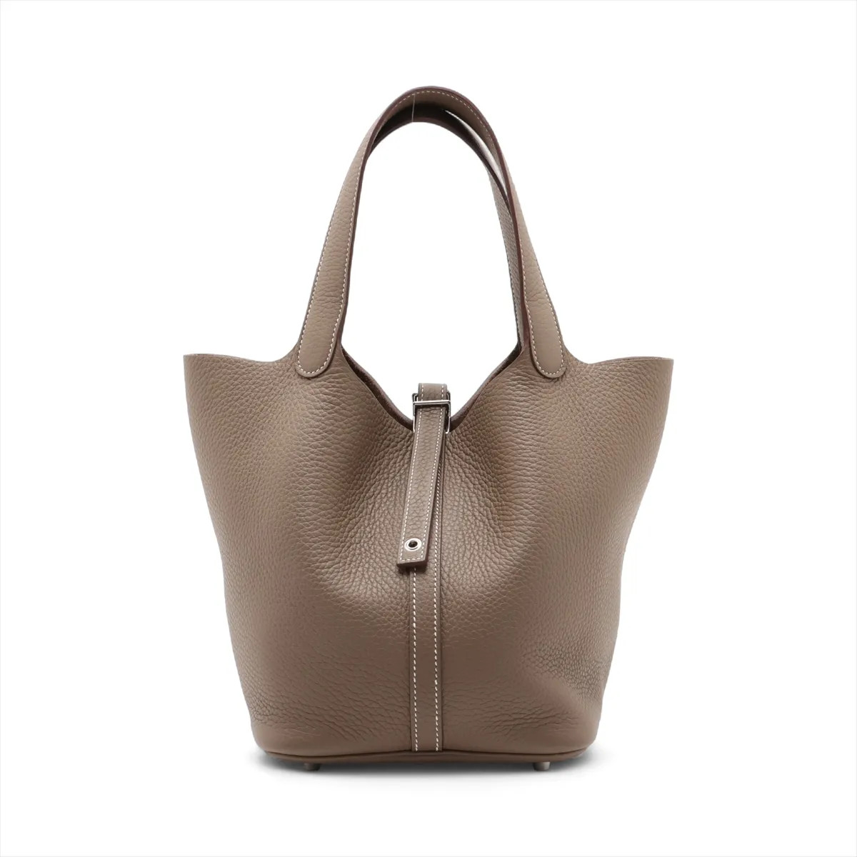 Hermès Picotin Lock 22 MM Taurillon Clemence Etoupe Silver Metal Fittings