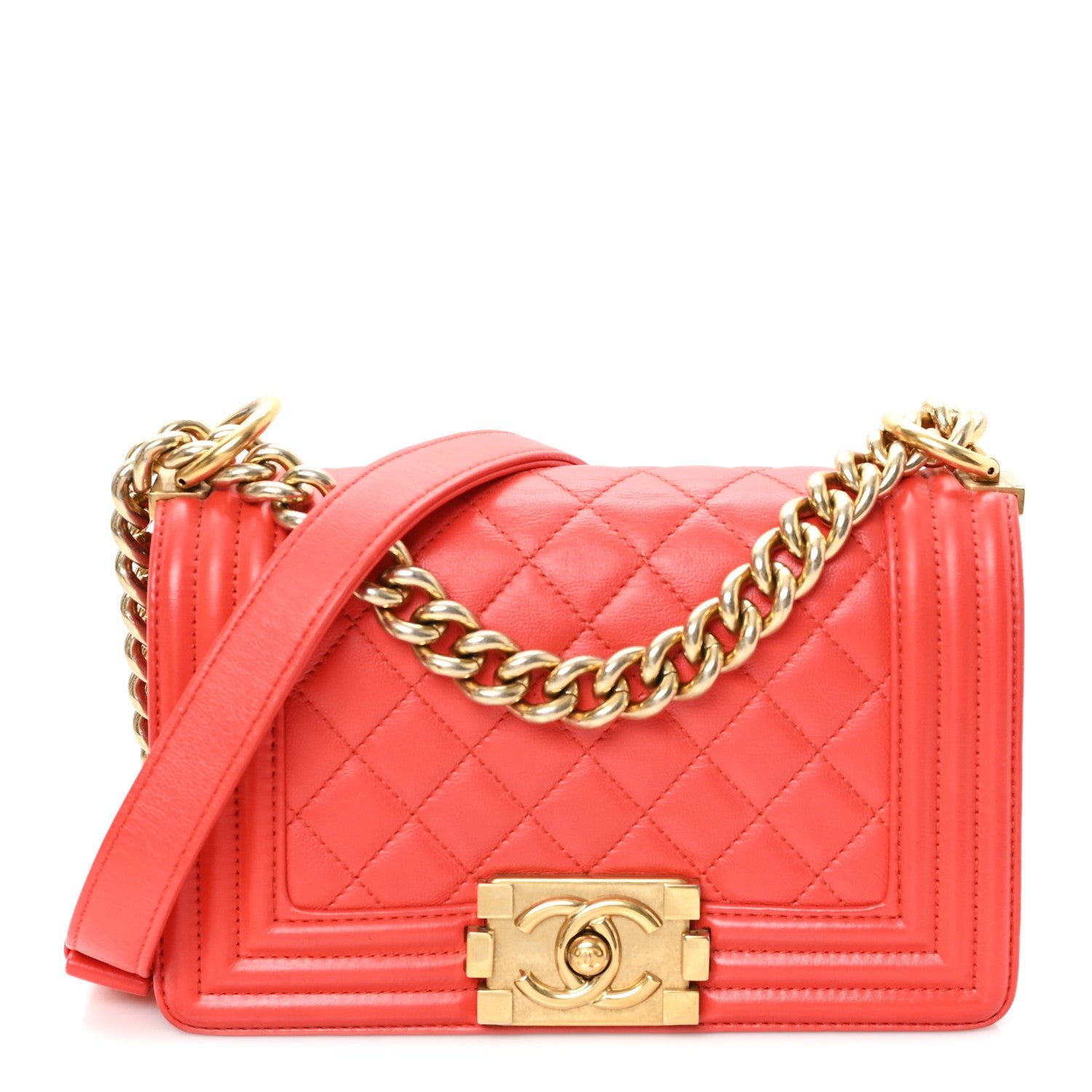 Chanel Lambskin Quilted Small Boy Flap Red