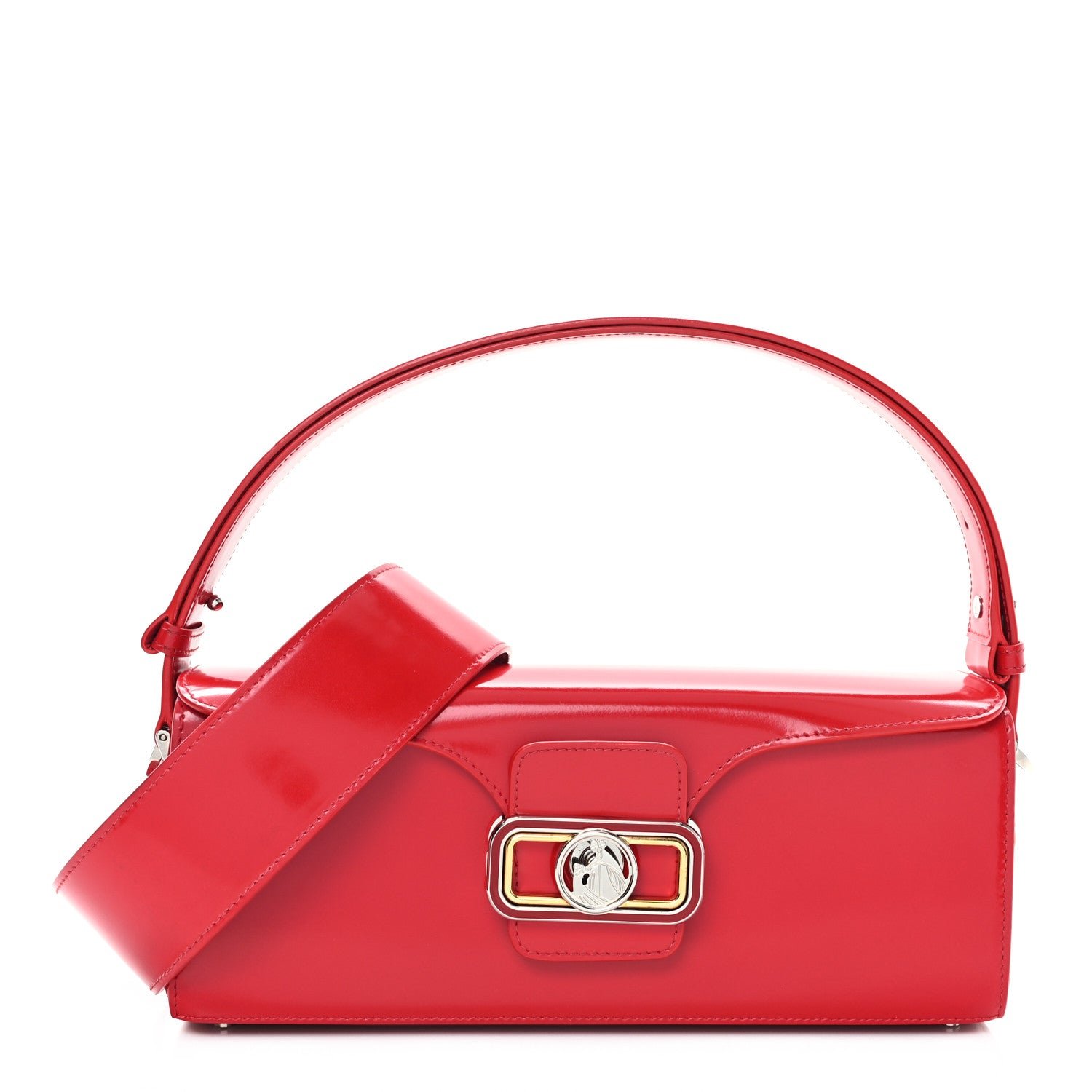 Lanvin Lanvin Shiny Calfskin Medium Pencil Shoulder Bag Rouge Lipstick