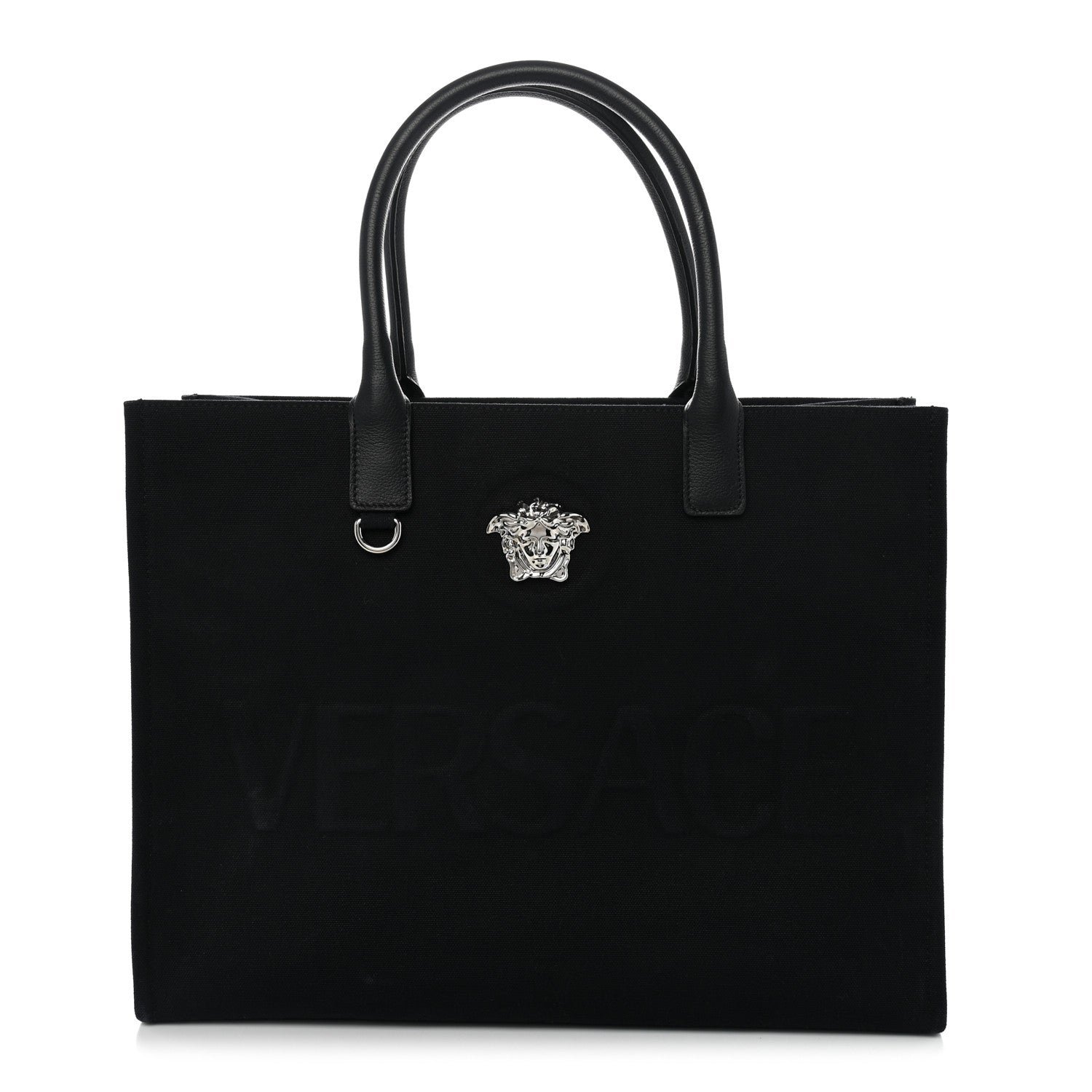 Versace Canvas Calfskin Large La Medusa Tote Bag Black