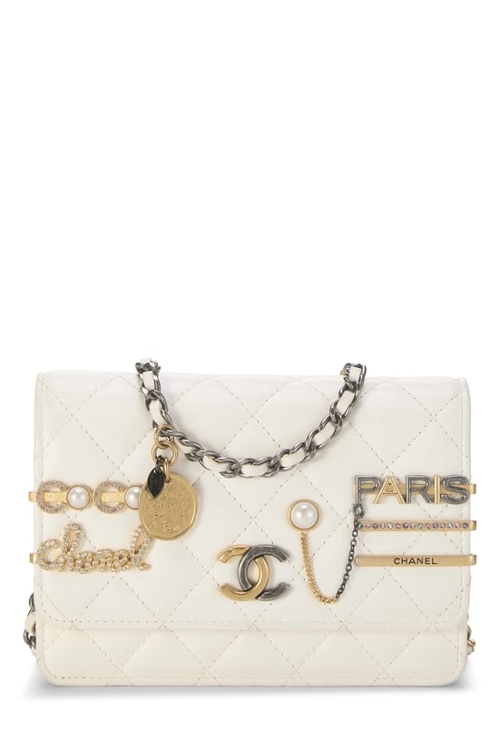 White Lambskin Coco Clips Wallet On Chain (WOC) Mini
