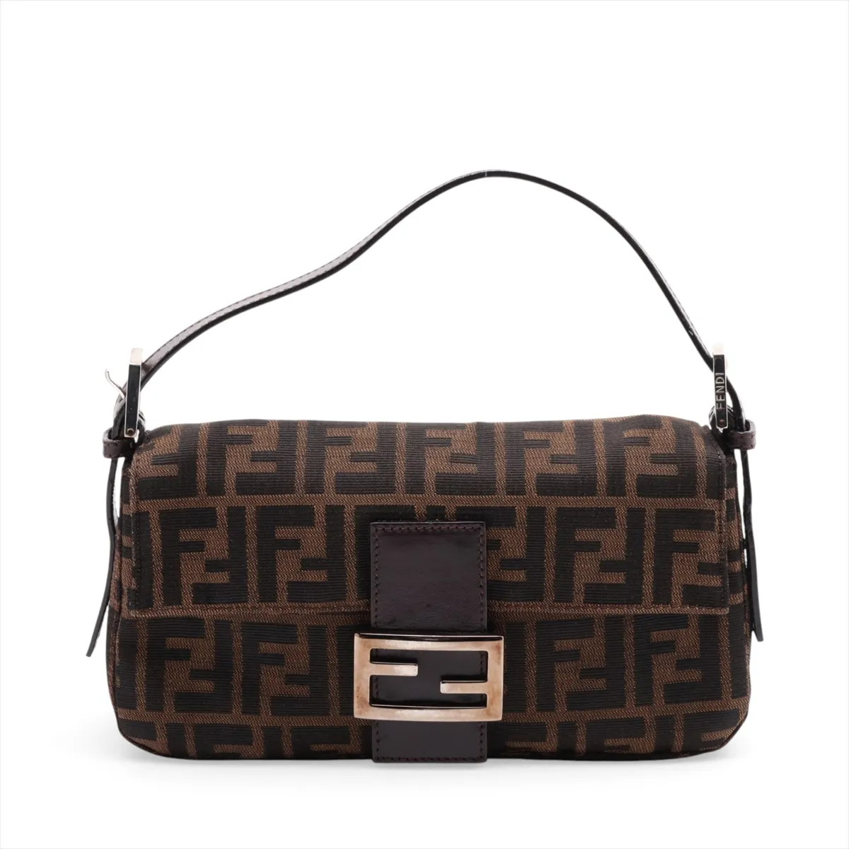 Fendi ZUCCa Mamma Baguette Canvas & Leather Shoulder bag Brown