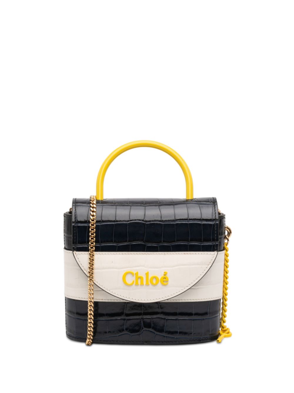 Chloe 2019 Tricolor Croc Embossed Leather Aby Lock satchel