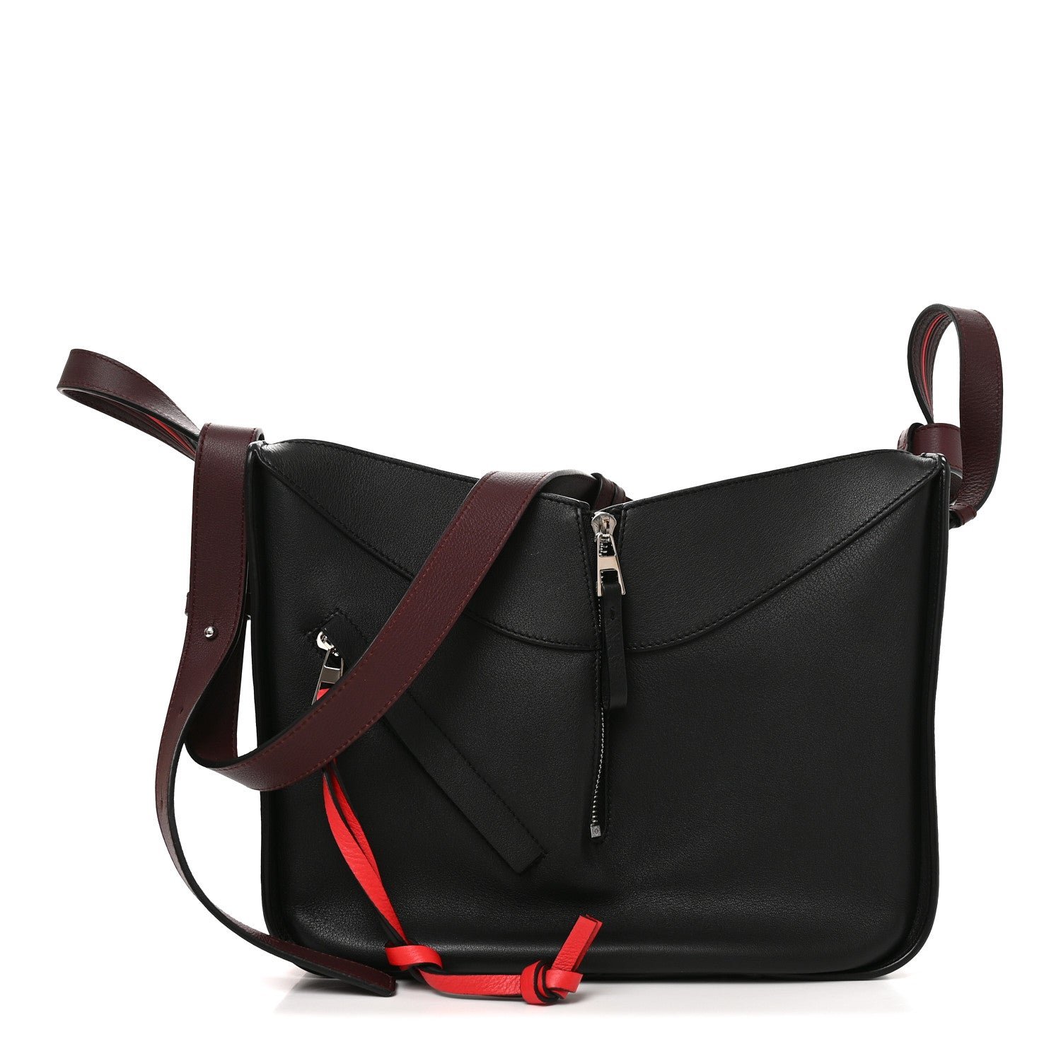 Loewe Calfskin Circle Medium Hammock Shoulder Bag Black Red