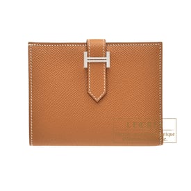 Hermes Hermes Bearn compact wallet Gold Epsom leather Silver hardware