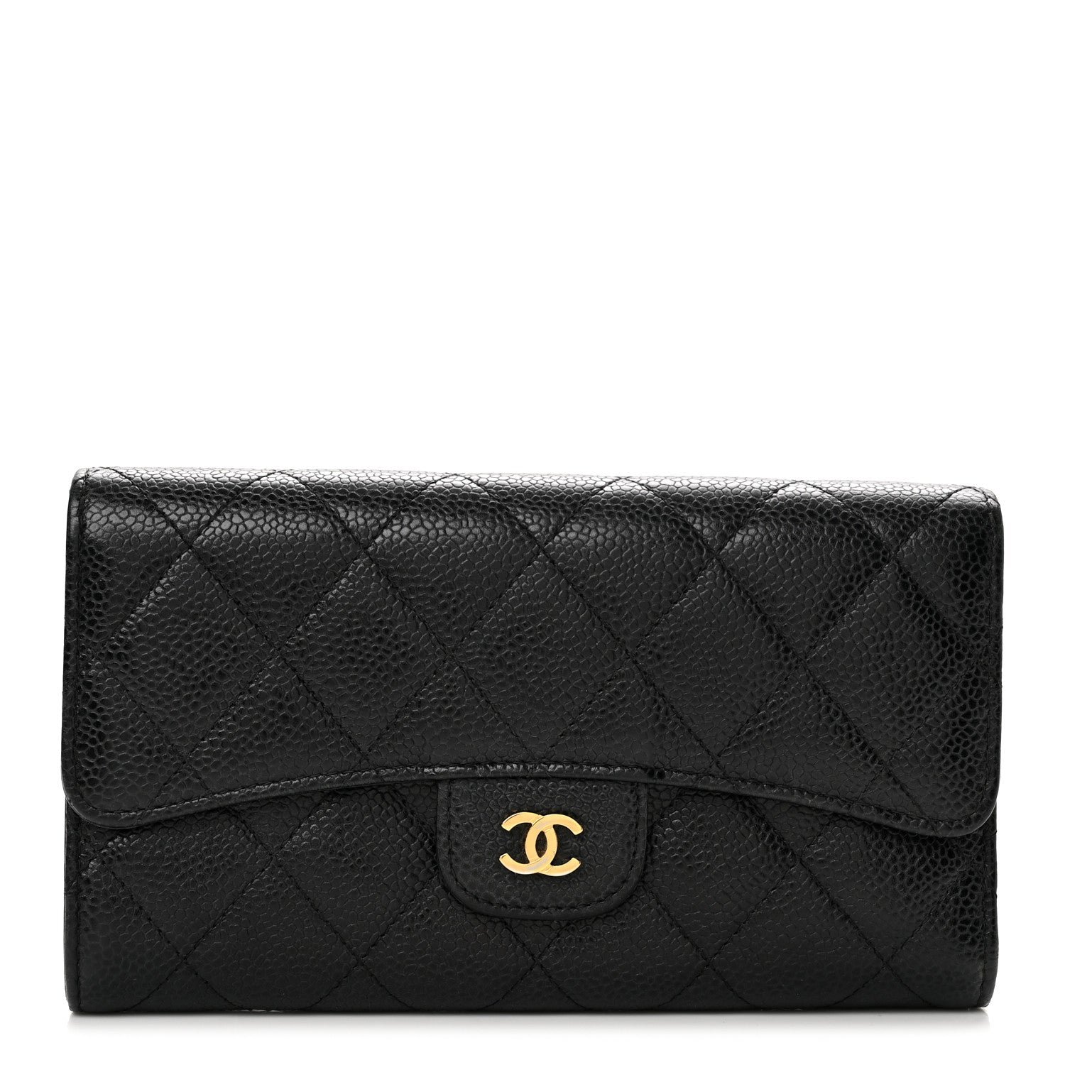 Chanel Caviar Quilted Long Flap Wallet Black