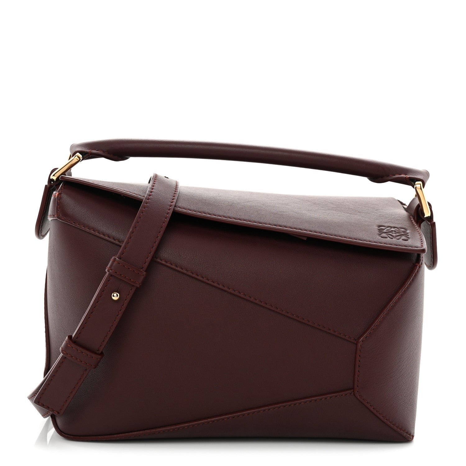Loewe Calfskin Small Puzzle Edge Bag Burgundy