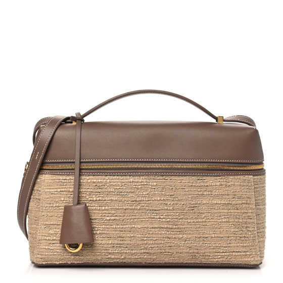 Loro Piana Calfskin Cotton Linen L27 Extra Pocket Bag Natural Light Beige