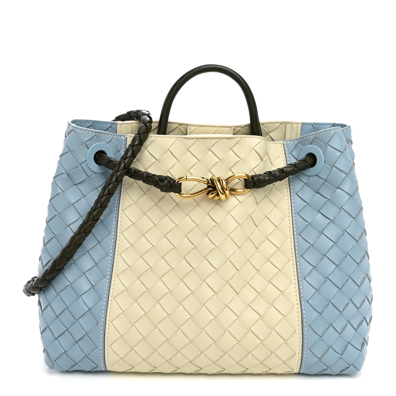 Bottega Veneta Nappa Intrecciato Medium Andiamo Shoulder Bag Sea Salt Ice Kaki
